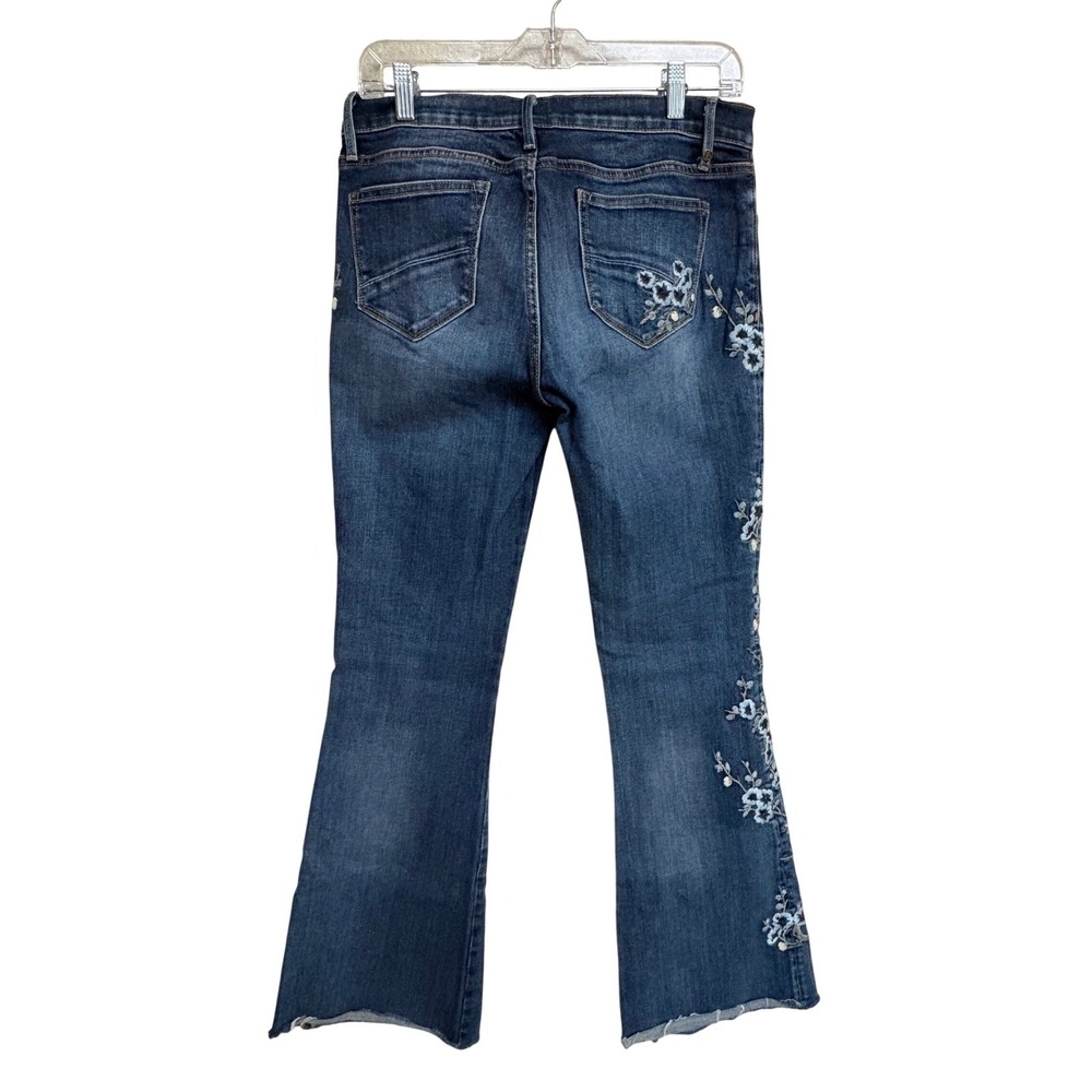 Driftwood Isabel Embroidered Flare Jeans Medium Wash Denim Floral Bird 28 - Picture 3 of 8